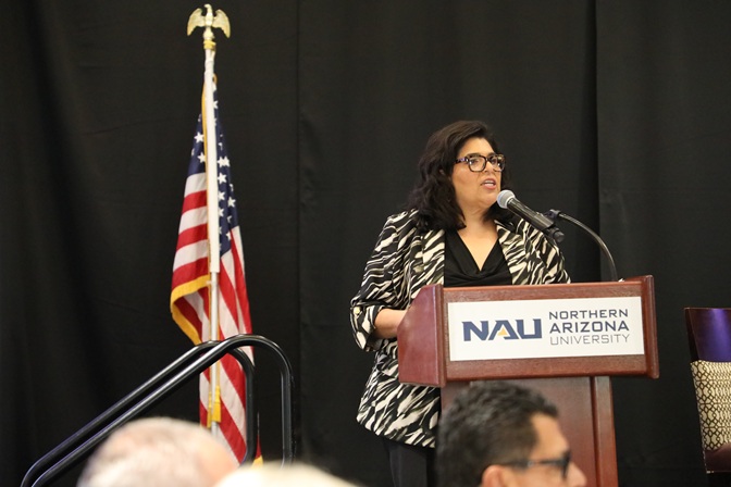 Liz Archuleta speaking at the UWNA annual campaign kickoff