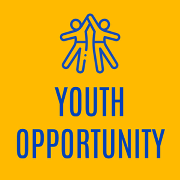 Youth Opportunity graphic with illustration of two children giving a high five to each other