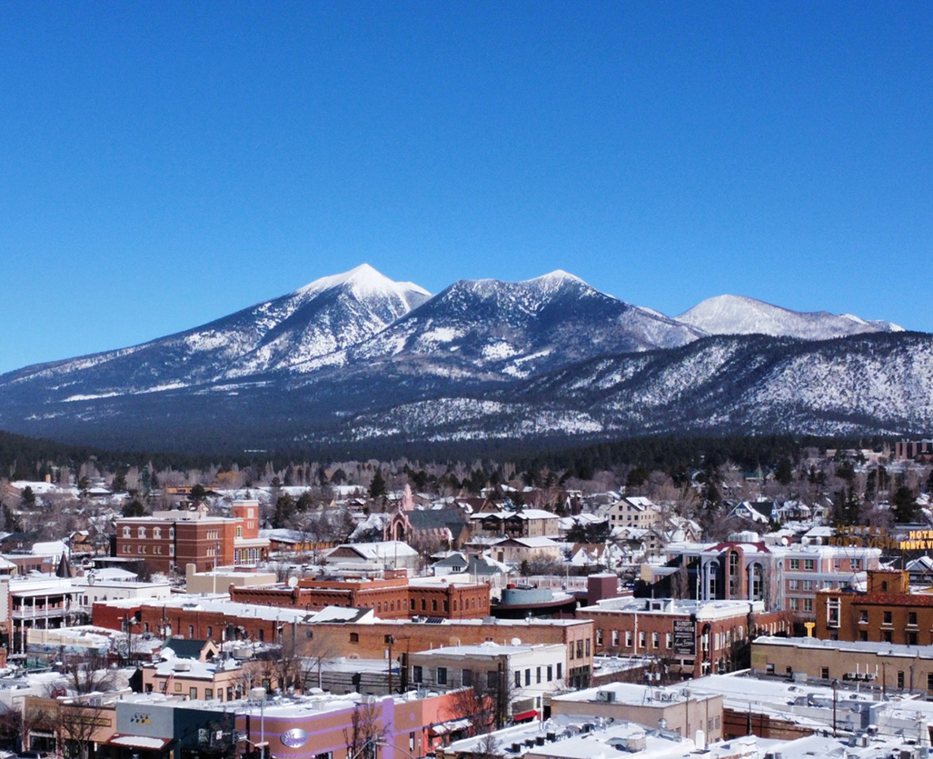 photo of the San Francisco Peaks from Flagstaff, Arizona